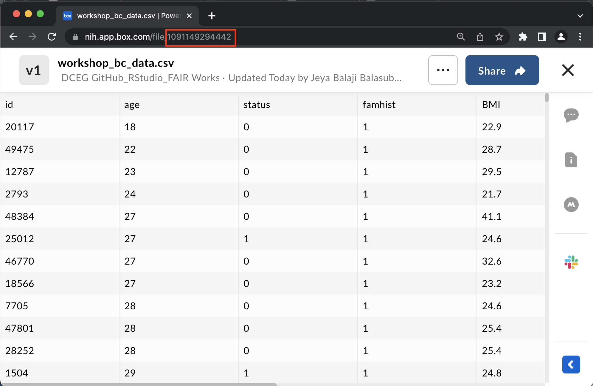 Box file URL