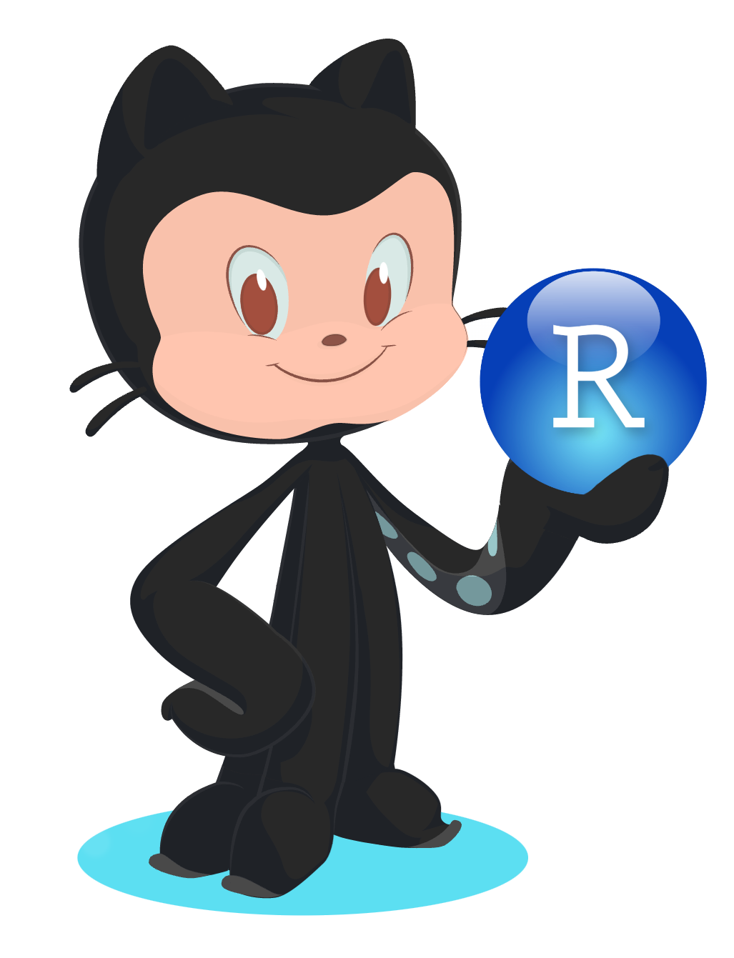GitHub's mascot, the Octocat holding the logo of RStudio